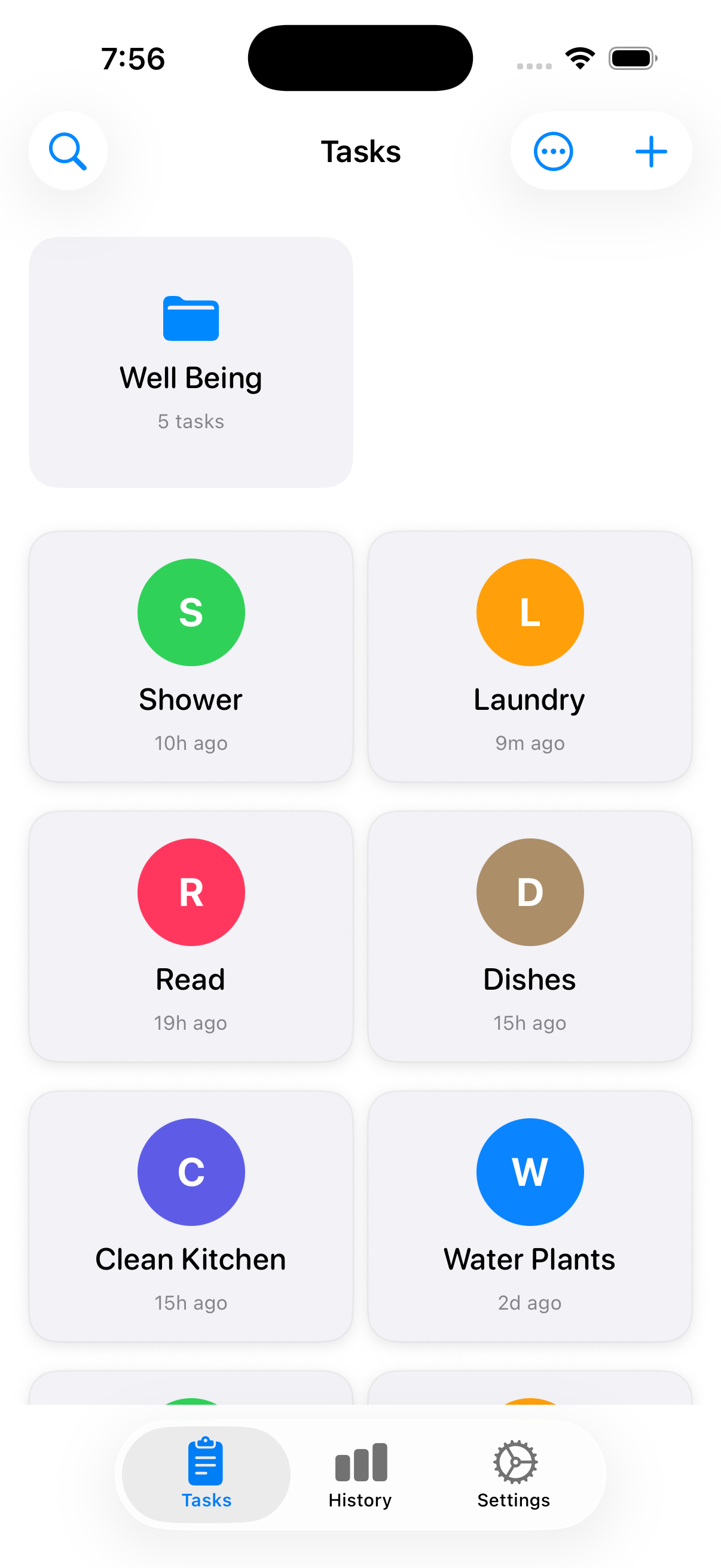 Tasks organized into folders